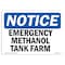 Signmission OSHA Notice, 5" Height, Emergency Stop Methanol Tank Farm Sign, 7" X 5", Landscape OS-NS-D-57-L-11917 - alternate 1